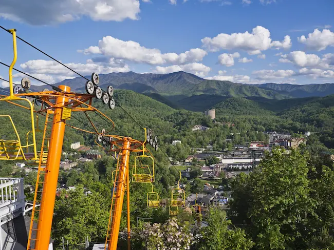 ski lift and Cabins of Great Smoky Mountains